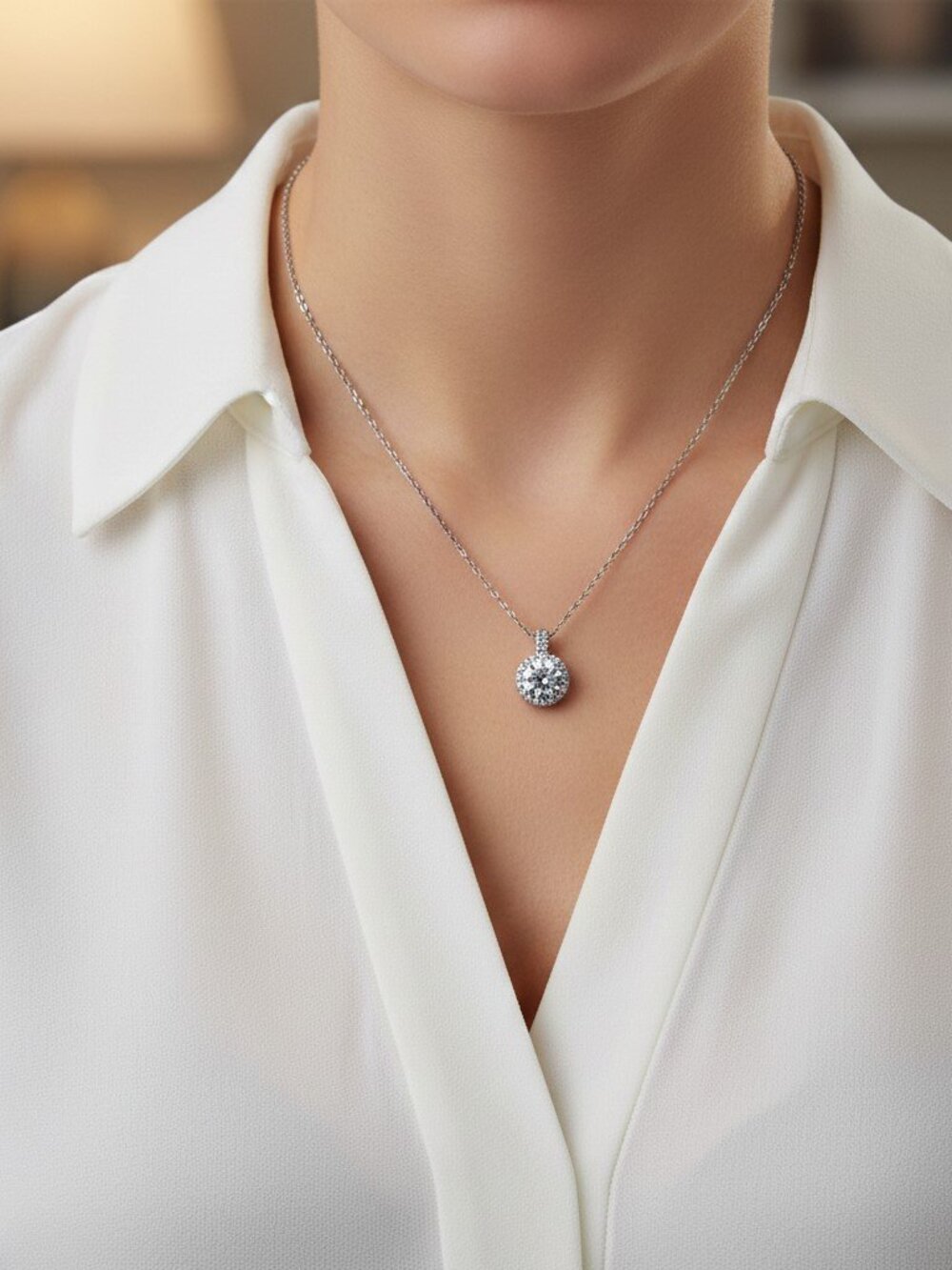Titanium Steel Chain with CZ Pendent Necklace
